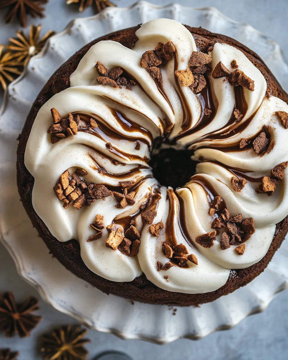 Cream Cheese Swirled Chai Gingerbread Cake