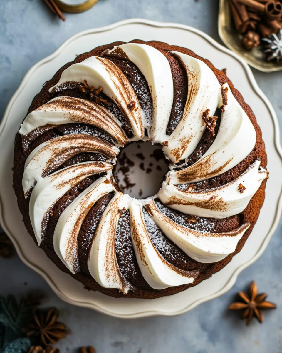 Cream Cheese Swirled Chai Gingerbread Cake