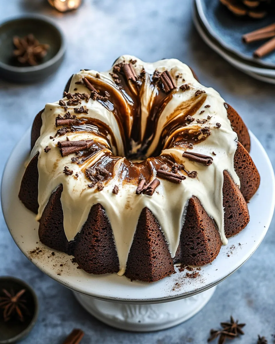 Cream Cheese Swirled Chai Gingerbread Cake