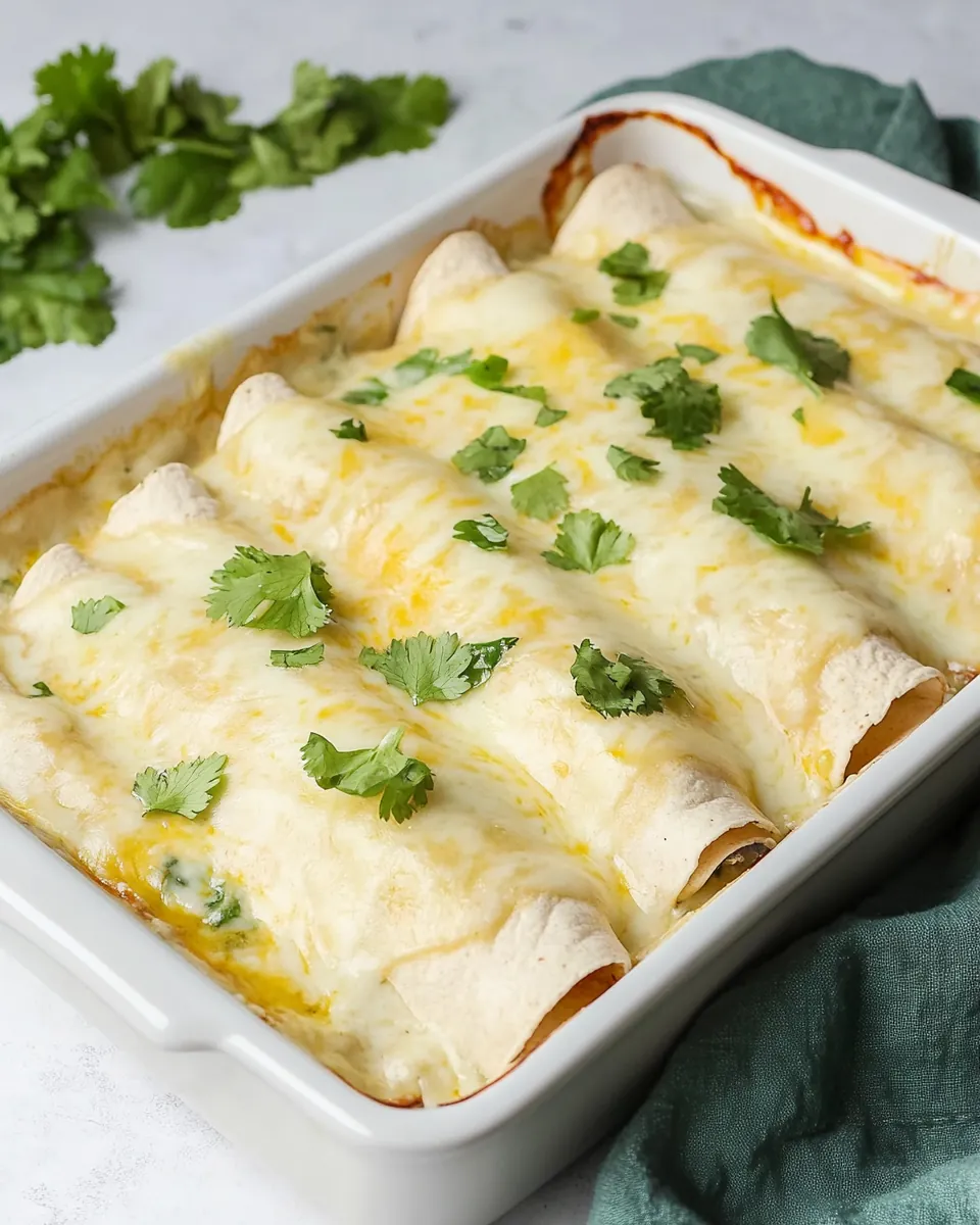 Creamy Chicken Spinach Mushroom Enchiladas