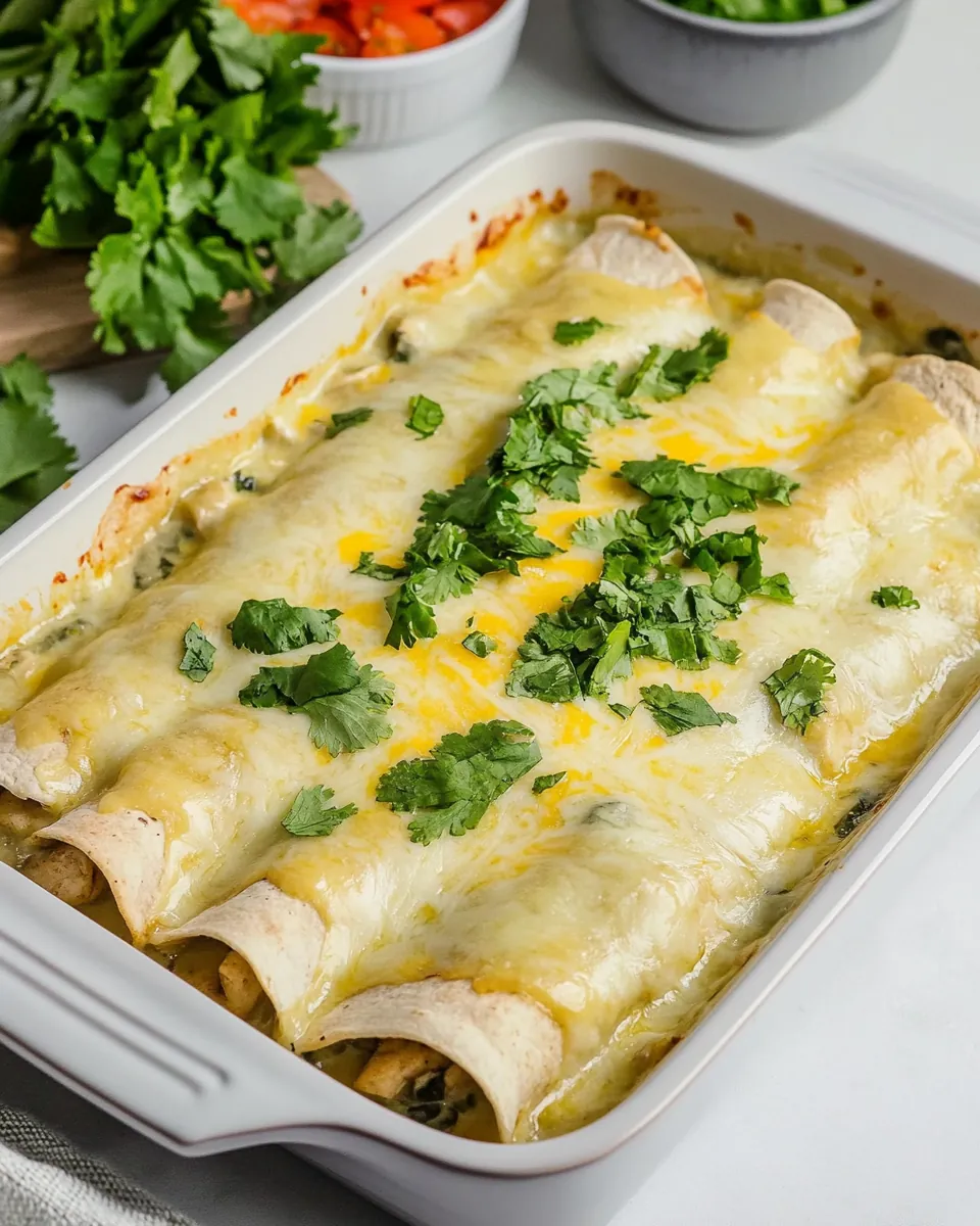 Creamy Chicken Spinach Mushroom Enchiladas
