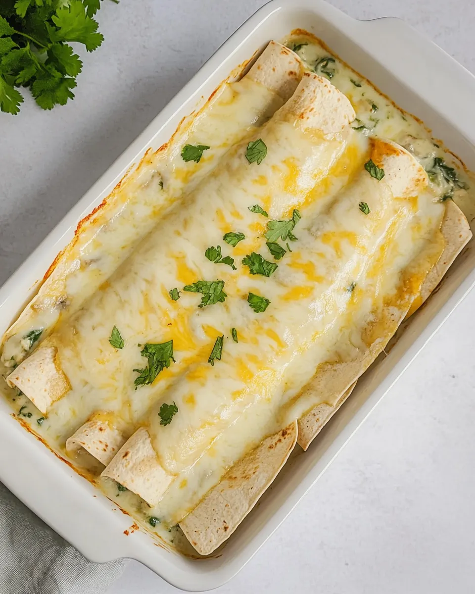 Creamy Chicken Spinach Mushroom Enchiladas