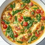 Creamy Garlic Chicken with Spinach and Cherry Tomatoes