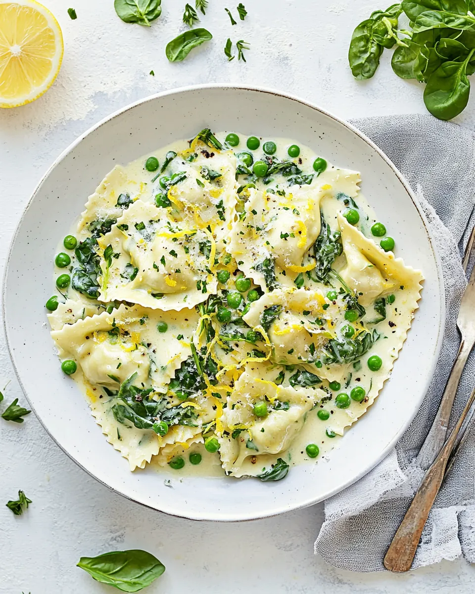 Creamy Lemon Ravioli with Spinach Peas