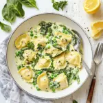 Creamy Lemon Ravioli with Spinach Peas