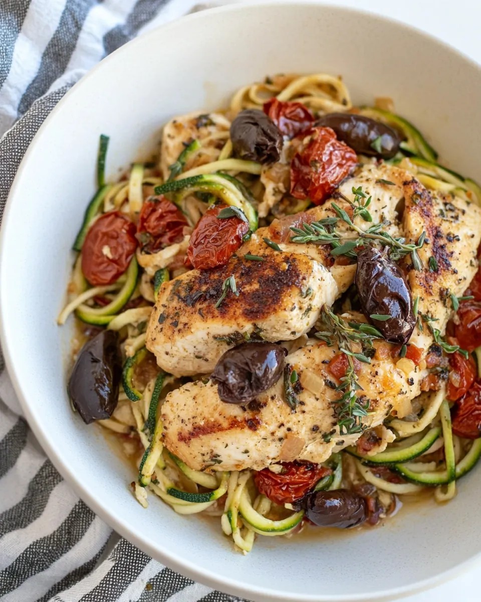 Creamy Mediterranean Chicken with Zucchini Noodles