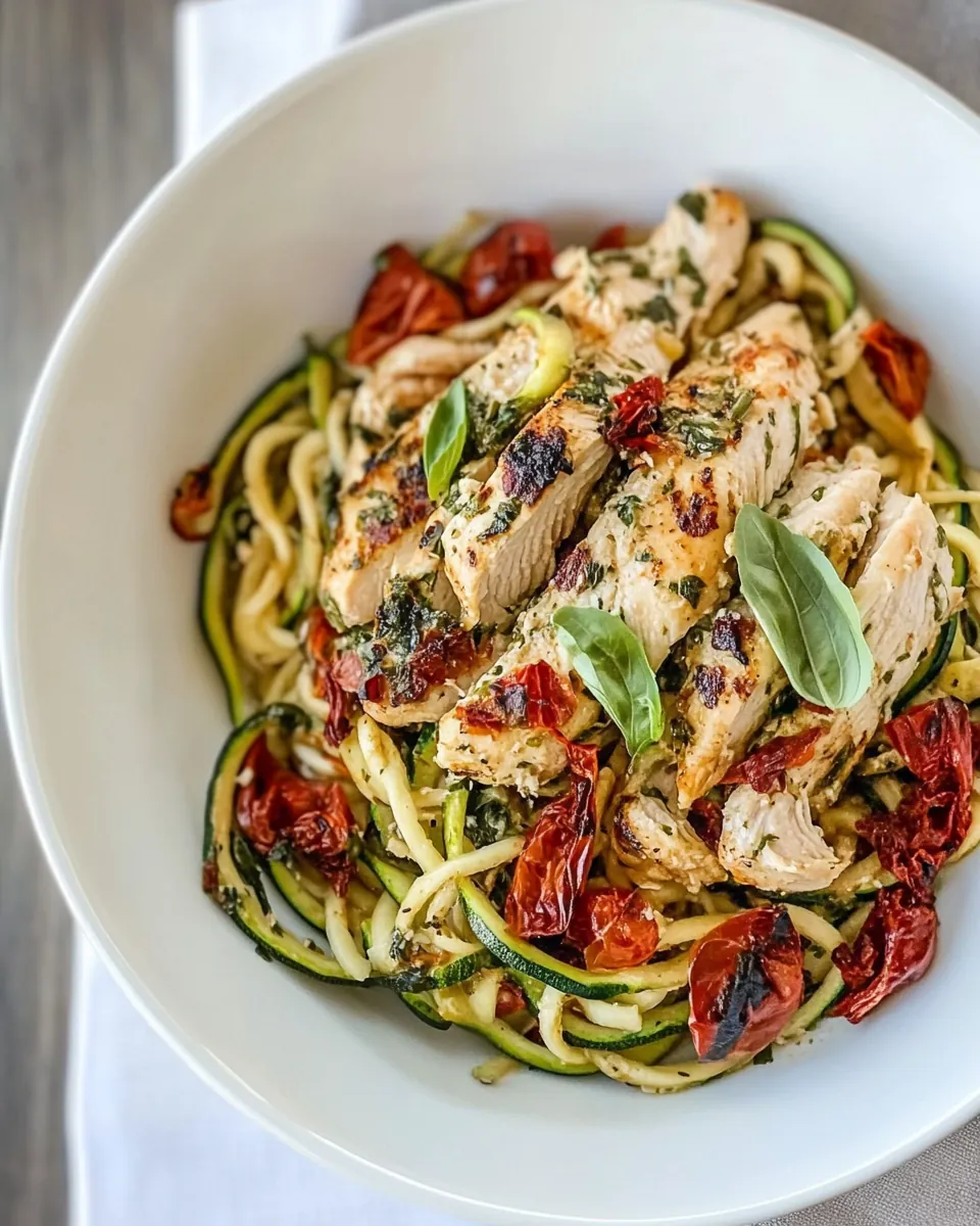 Creamy Mediterranean Chicken with Zucchini Noodles