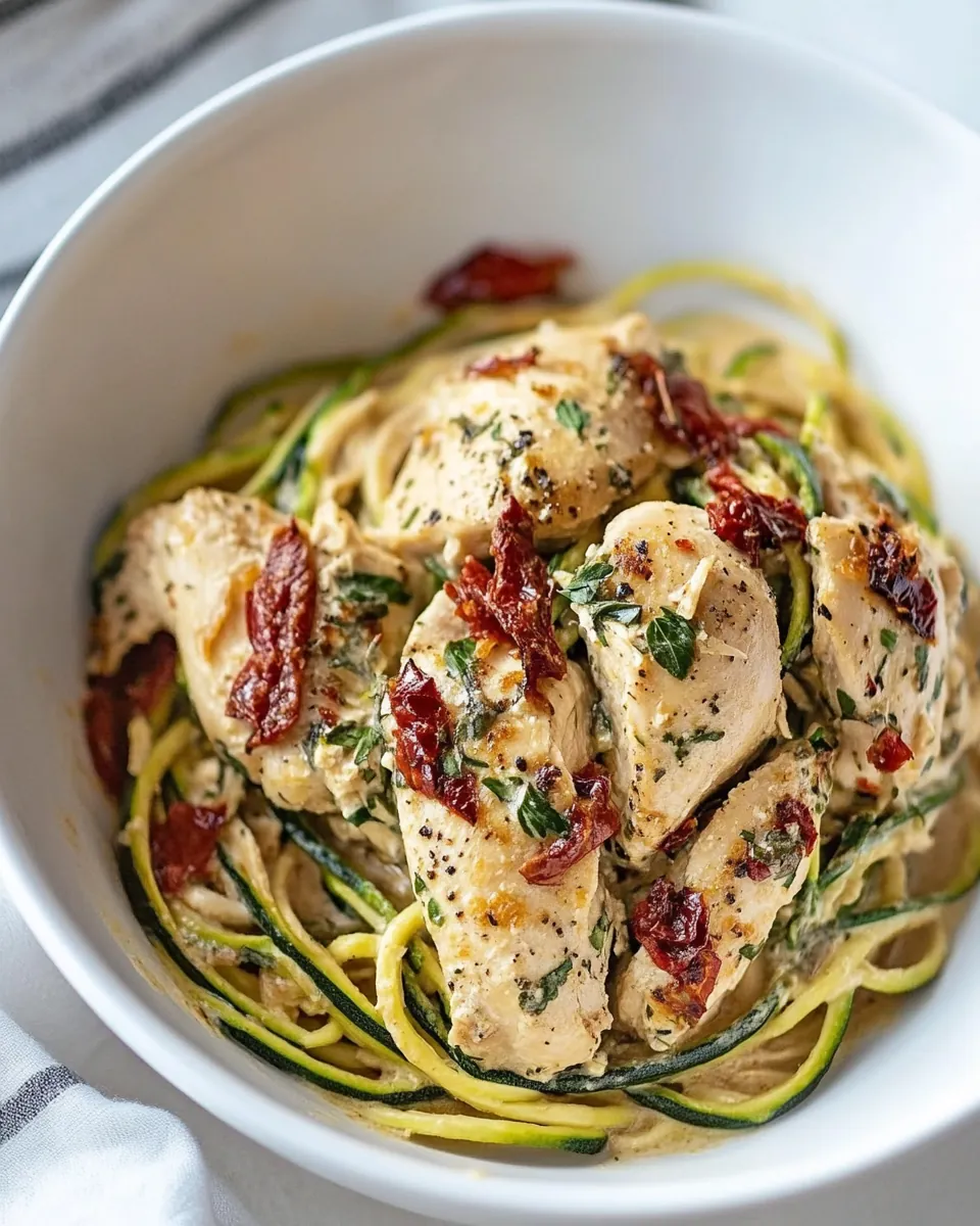 Creamy Mediterranean Chicken with Zucchini Noodles