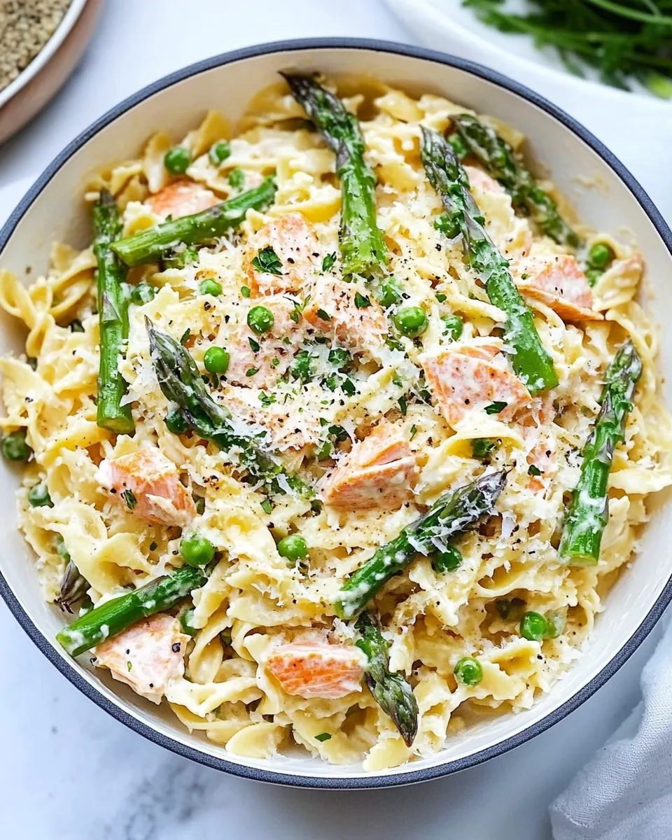 Creamy Salmon Asparagus Pasta