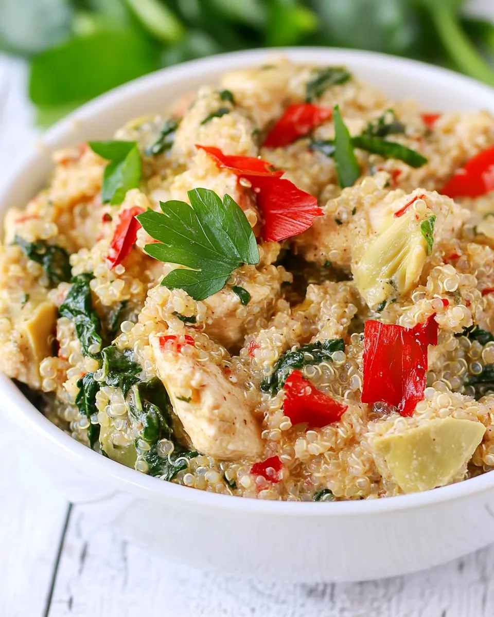 Creamy Spinach and Artichoke Chicken Quinoa