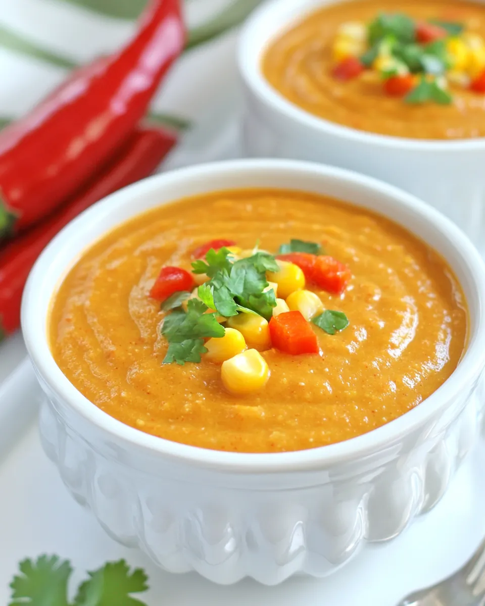 Creamy Vegan Corn and Red Pepper Blender Soup