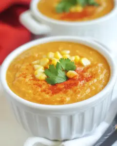 Creamy Vegan Corn and Red Pepper Blender Soup