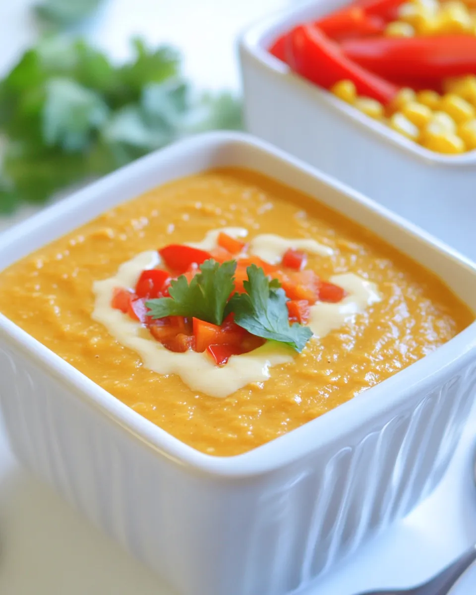 Creamy Vegan Corn and Red Pepper Blender Soup