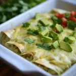 Creamy White Chicken and Avocado Enchiladas