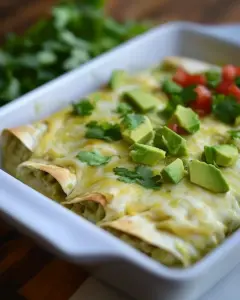 Creamy White Chicken and Avocado Enchiladas
