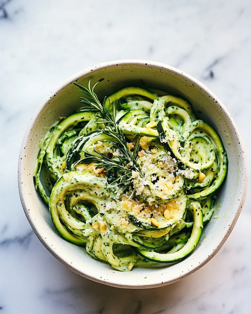 Creamy Zucchini Noodles with Spring Onion Sauce Cheesy Sunflower Sprinkle