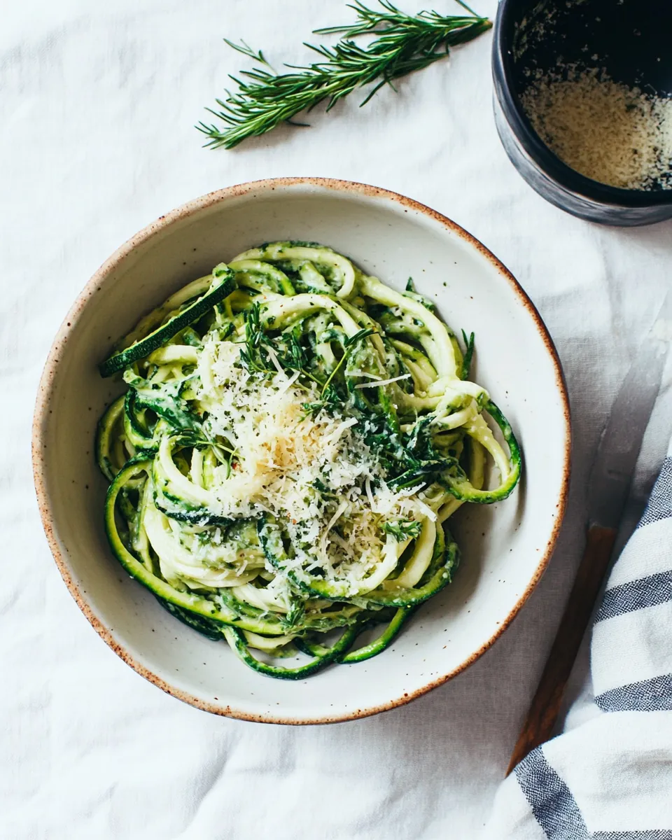 Creamy Zucchini Noodles with Spring Onion Sauce Cheesy Sunflower Sprinkle