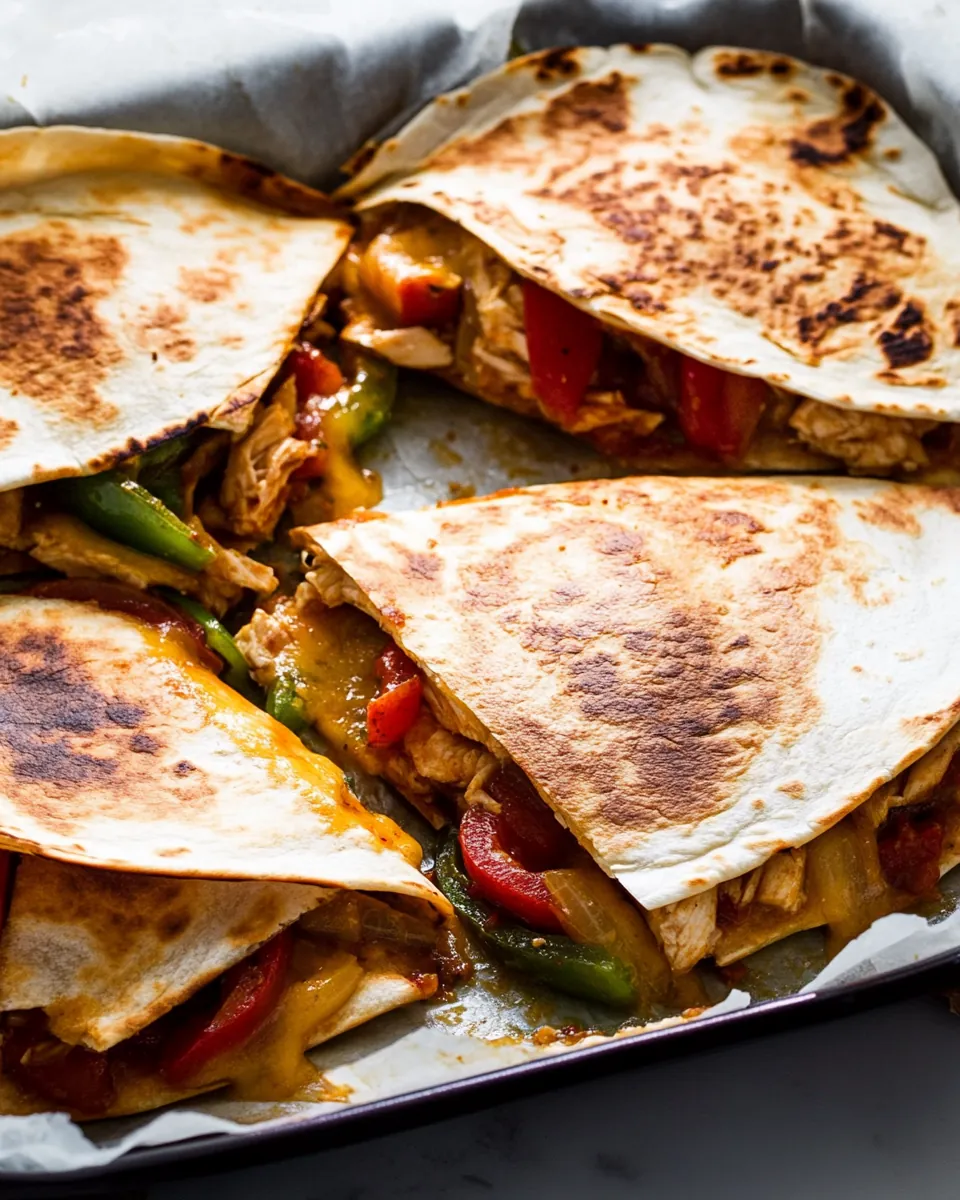 Crispy Baked Chicken Fajita Quesadillas