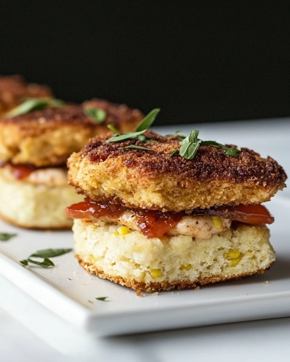 Crispy Buttermilk Baked Chicken Corn Bread Biscuit Sliders
