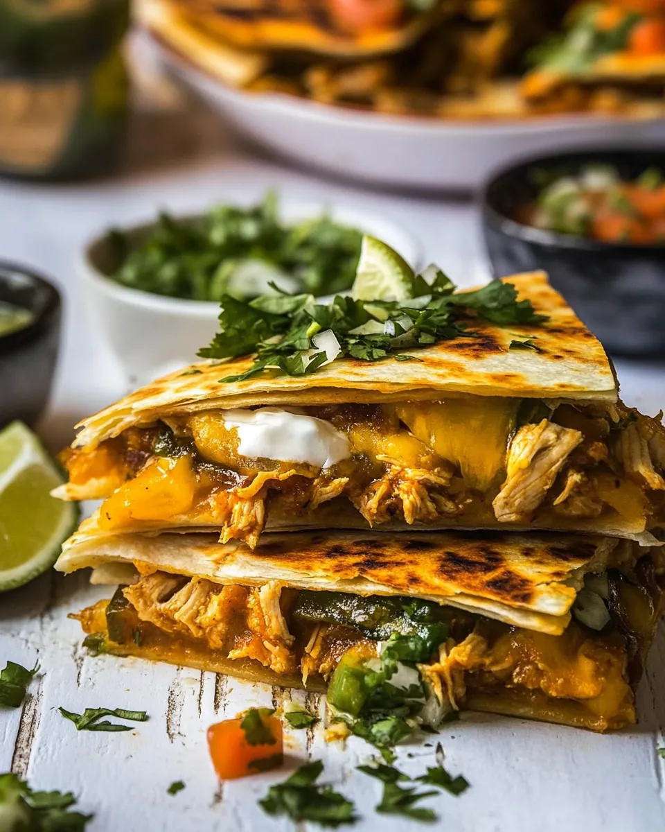 Crispy Chicken Tinga Quesadillas
