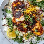 Crispy Feta with Lemon Pepper Chicken and Rice