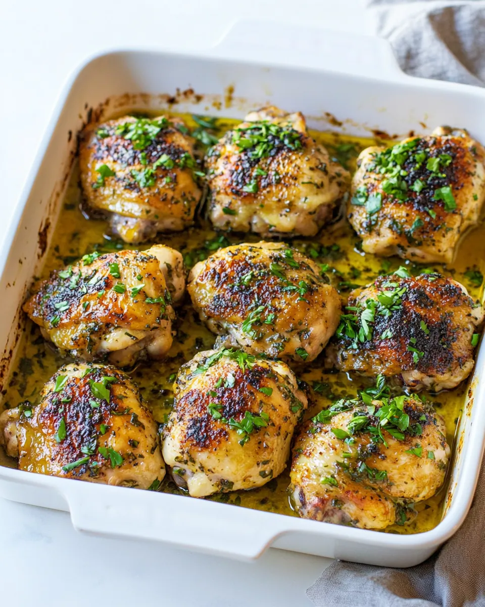 Crispy Garlic Butter Baked Chicken Thighs