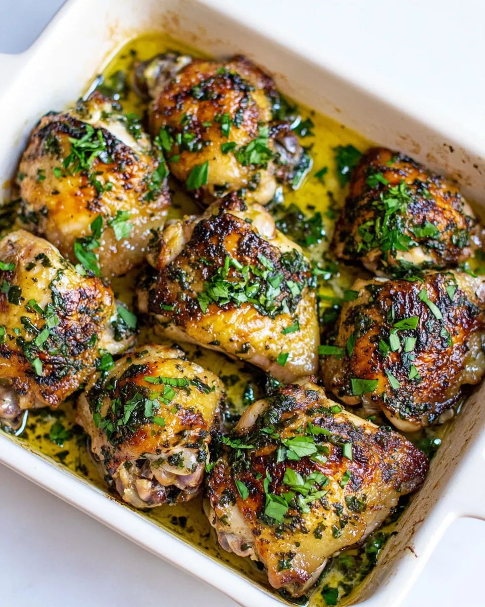 Crispy Garlic Butter Baked Chicken Thighs