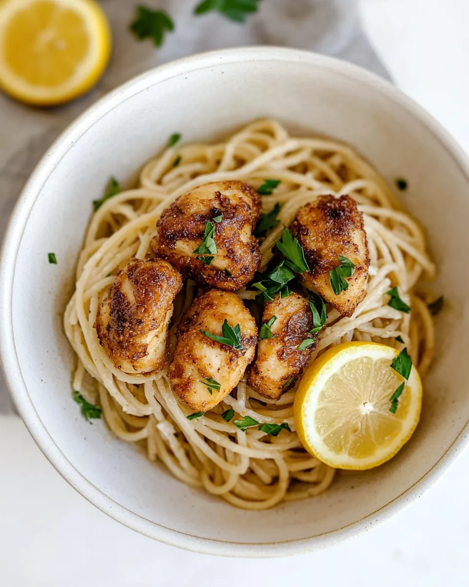 Crispy Lemon Chicken Bites Spaghetti