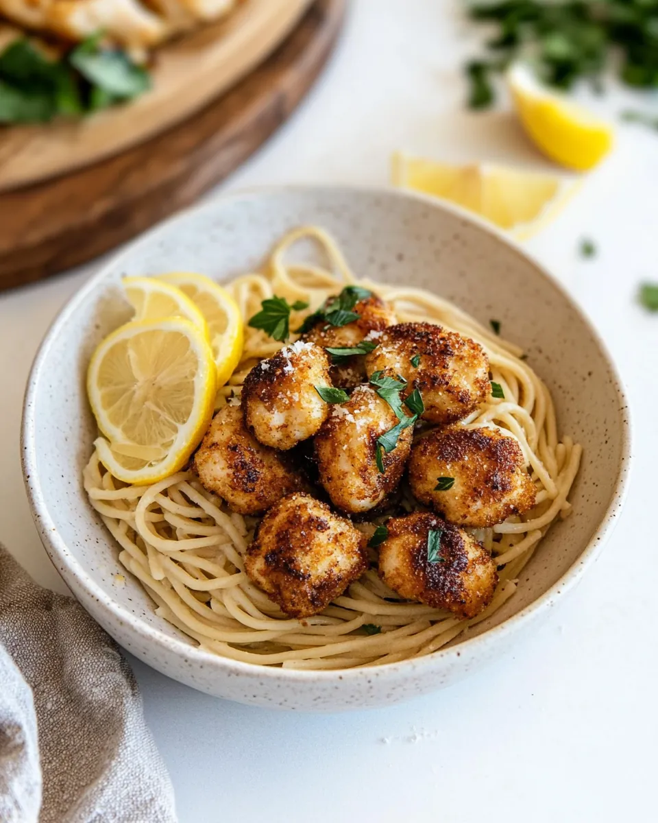 Crispy Lemon Chicken Bites Spaghetti