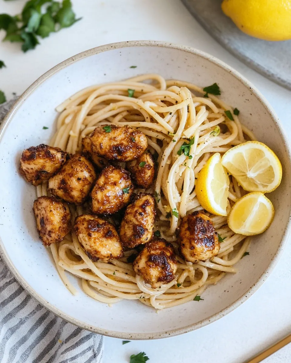 Crispy Lemon Chicken Bites Spaghetti