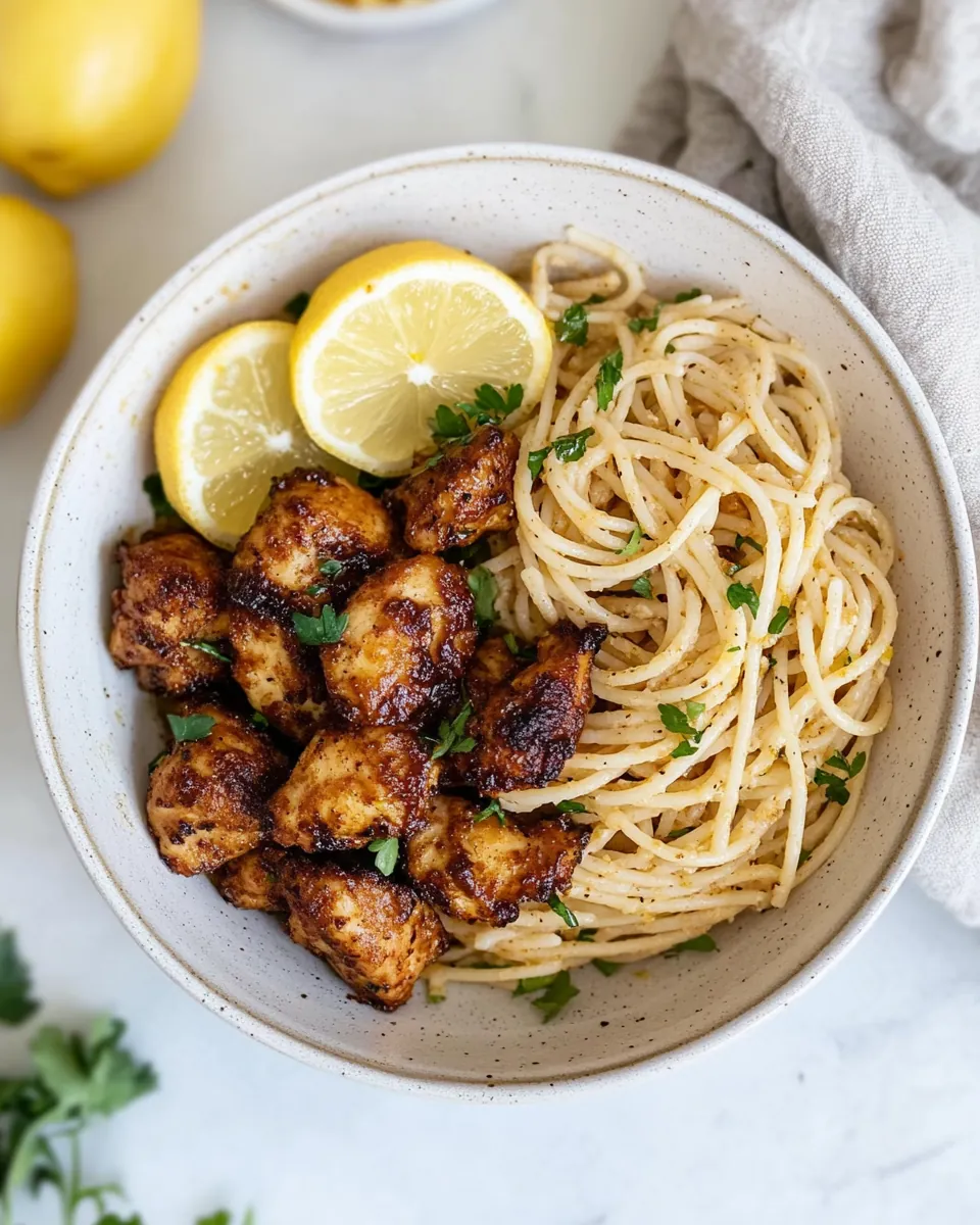 Crispy Lemon Chicken Bites Spaghetti