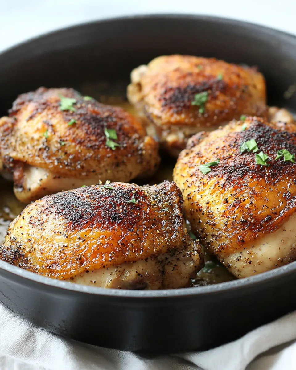 Crispy Pan Roasted Chicken Thighs
