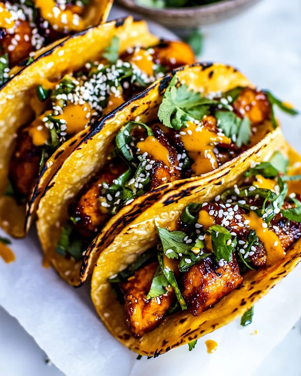 Crispy Sesame Ginger Chicken Tacos