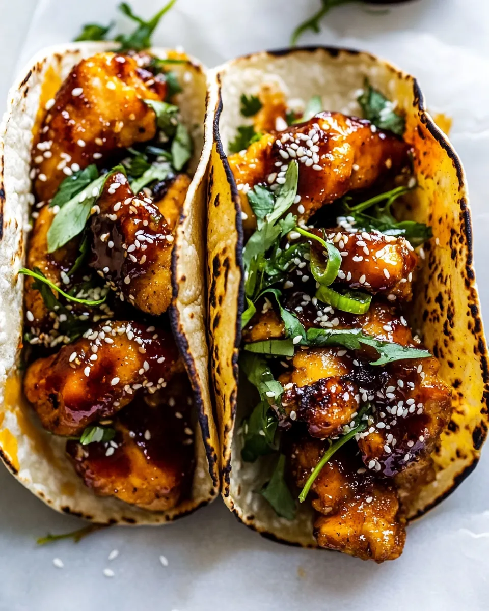 Crispy Sesame Ginger Chicken Tacos