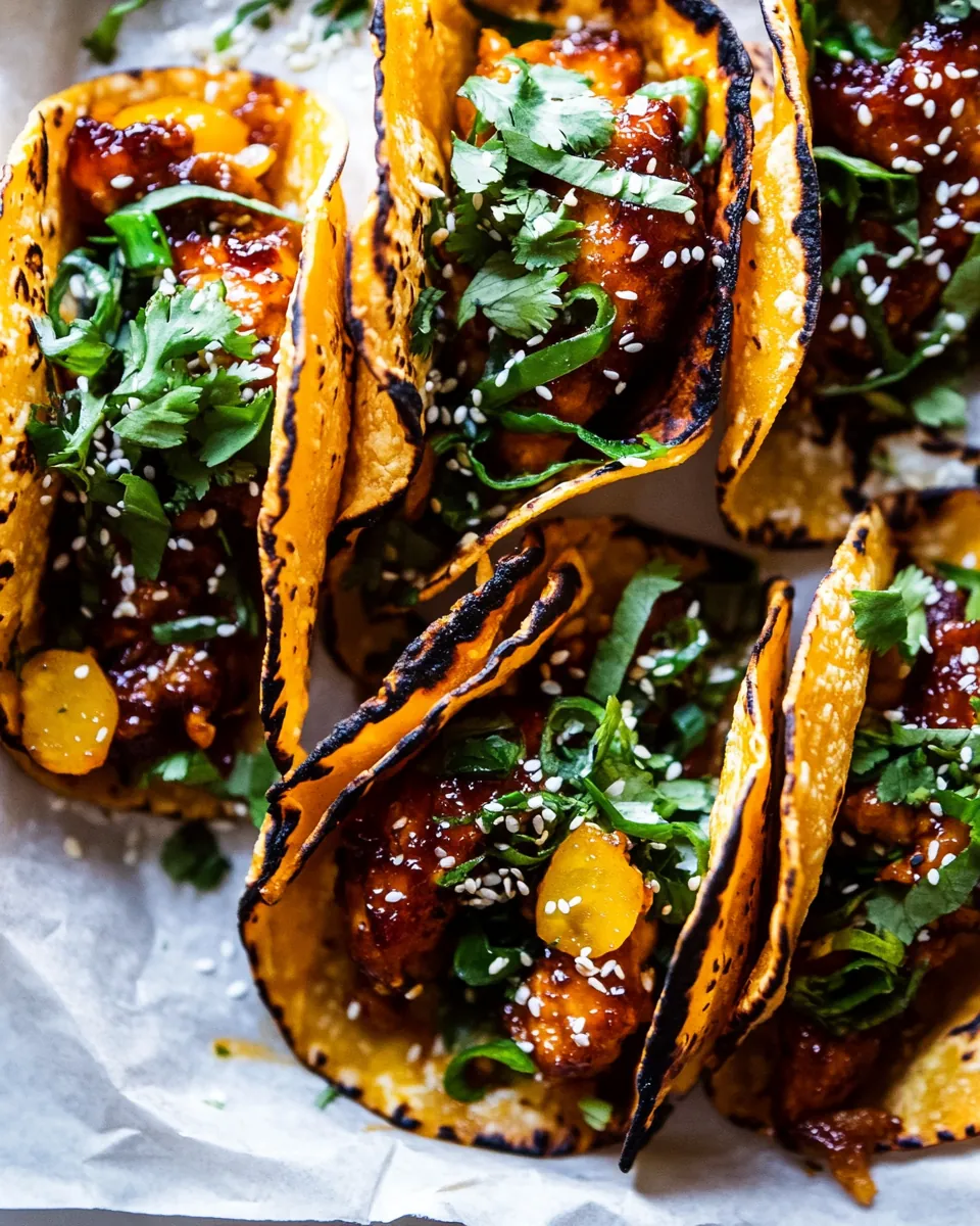 Crispy Sesame Ginger Chicken Tacos