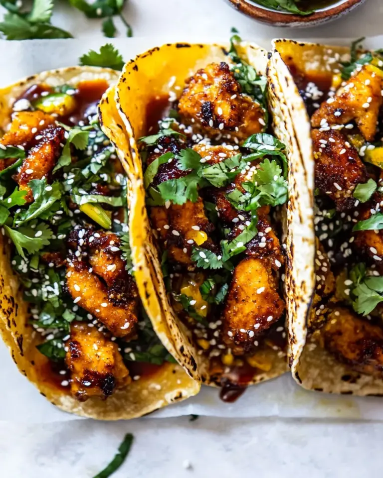 Crispy Sesame Ginger Chicken Tacos
