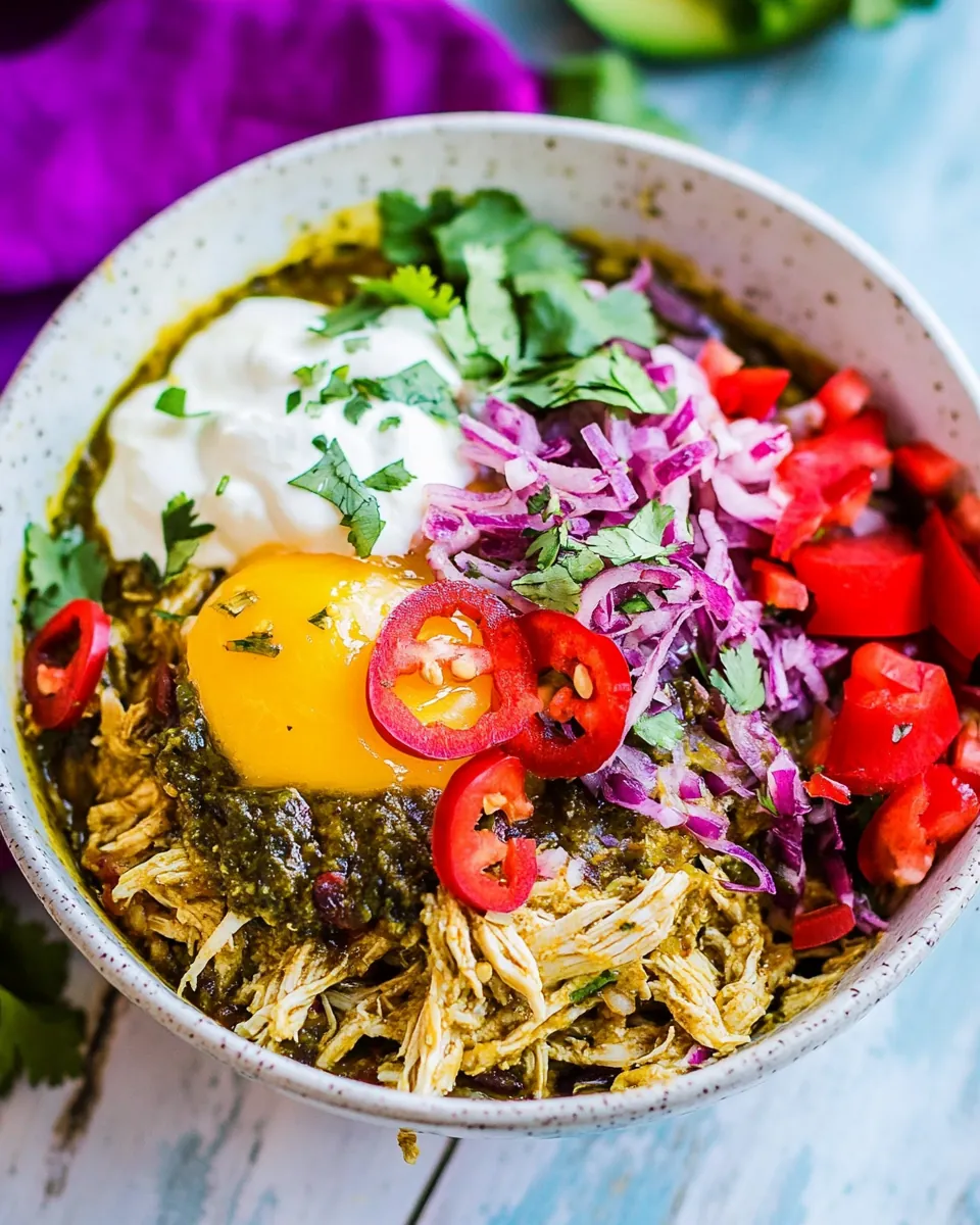 Crock Pot Shredded Chicken Chile Verde Burrito Bowls