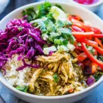 Crock Pot Shredded Chicken Chile Verde Burrito Bowls