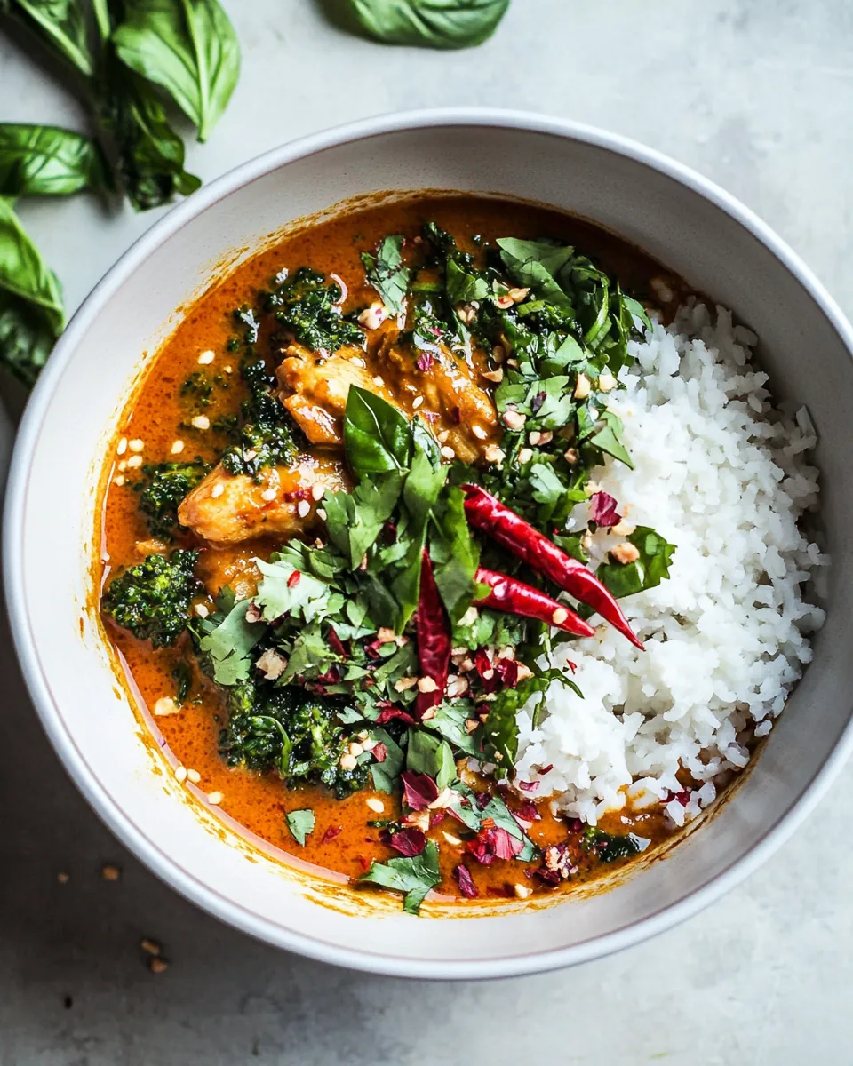 Crockpot Thai Broccoli Rabe Chicken Curry