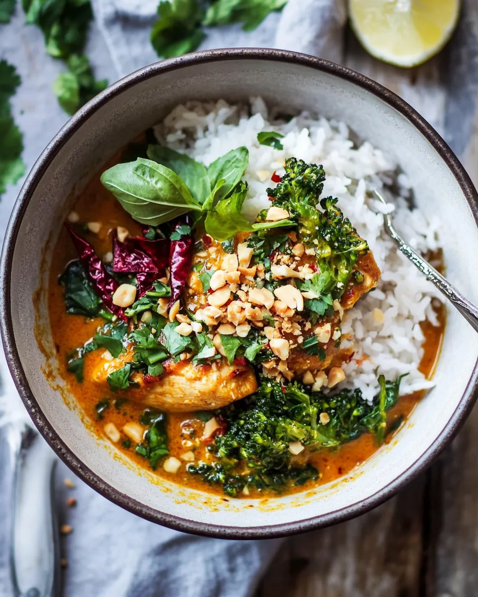 Crockpot Thai Broccoli Rabe Chicken Curry