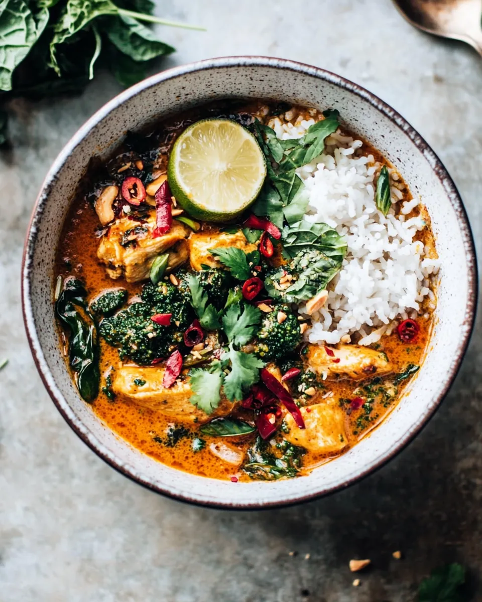 Crockpot Thai Broccoli Rabe Chicken Curry