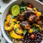 Cuban Chicken and Black Bean Quinoa Bowls with Fried Bananas