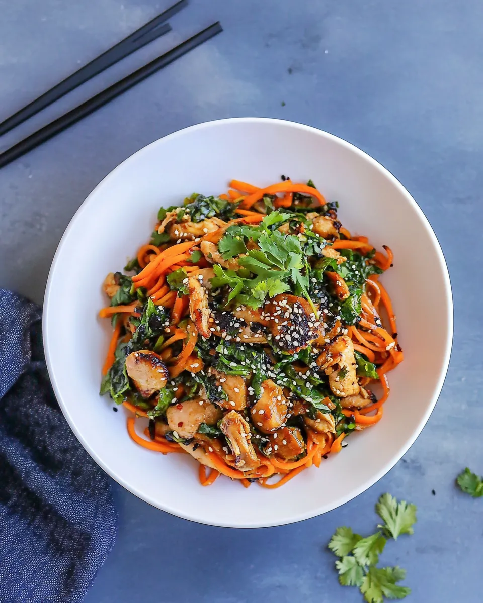 Cumin Healthy Chicken Stir Fry with Carrot Noodles
