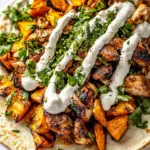 Curry Chicken Gyro and Tahini Sweet Potatoes