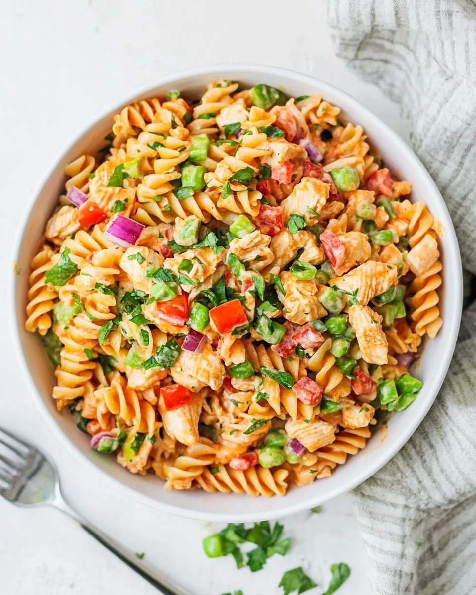 Easy Buffalo Chicken Pasta Salad