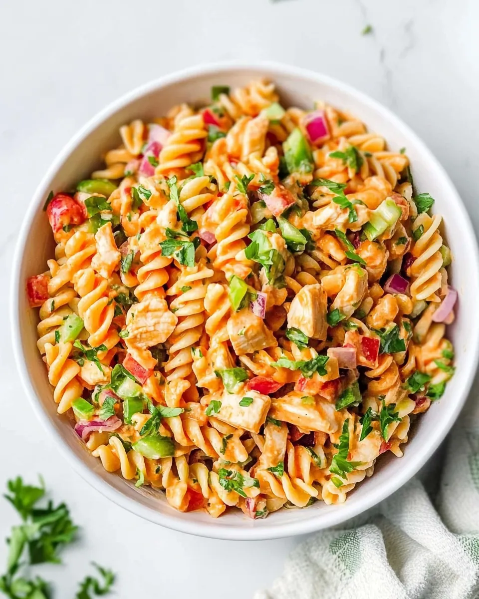 Easy Buffalo Chicken Pasta Salad