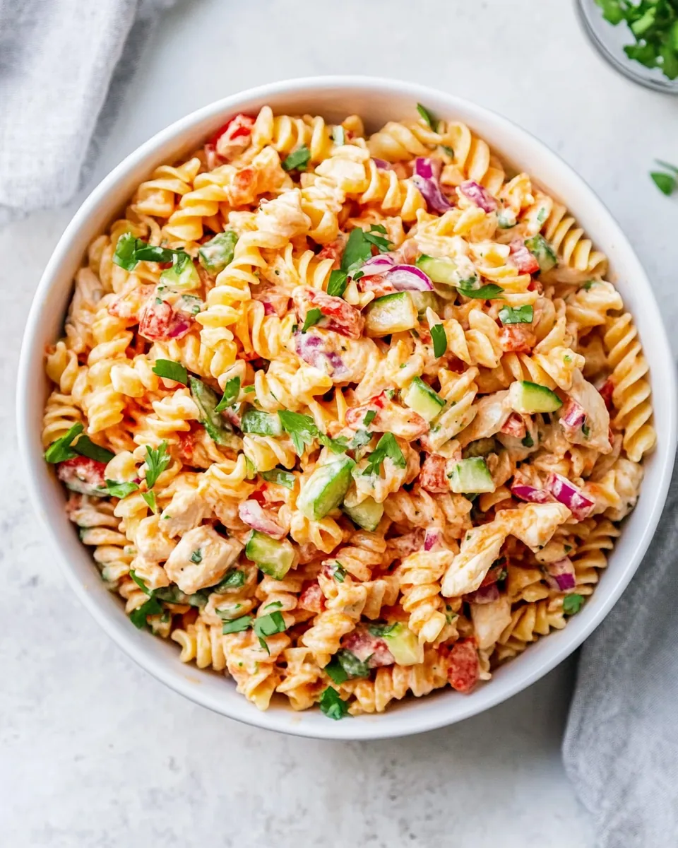 Easy Buffalo Chicken Pasta Salad