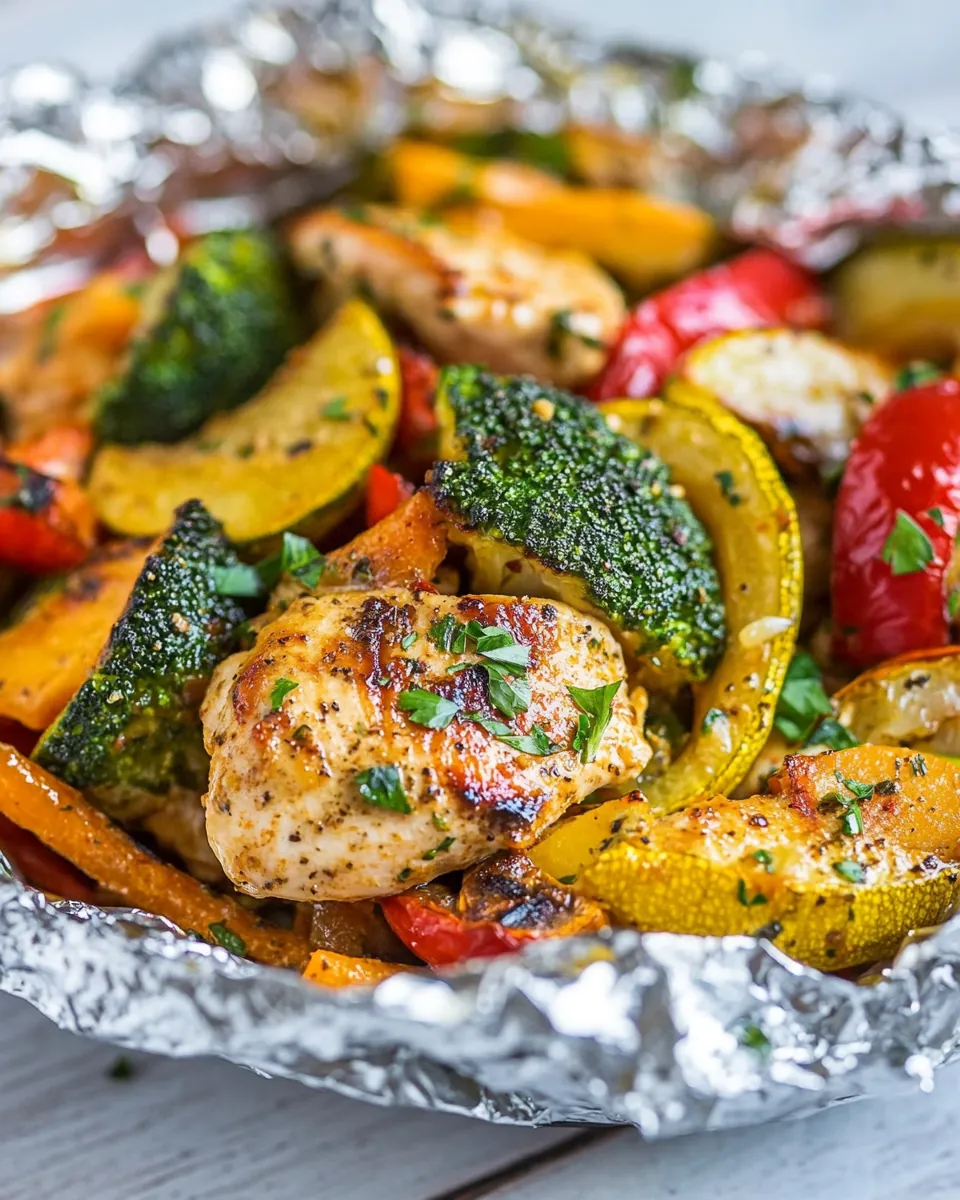 Easy Baked Italian Chicken and Veggie Foil Packets