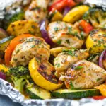 Easy Baked Italian Chicken and Veggie Foil Packets