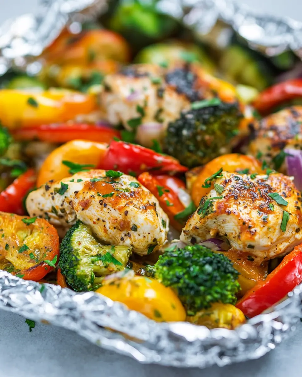 Easy Baked Italian Chicken and Veggie Foil Packets
